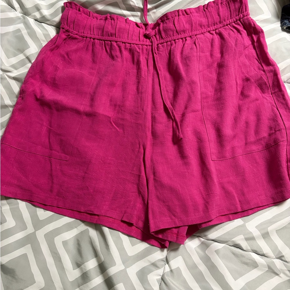 High Waist Fuchsia Women's Shorts